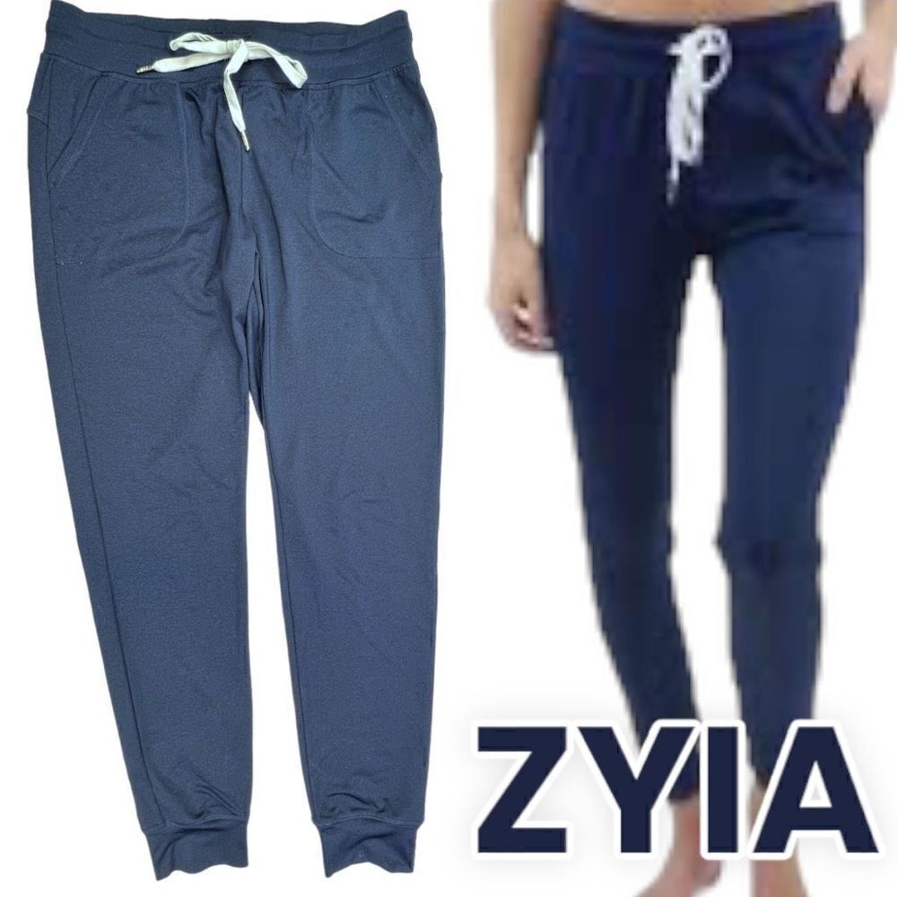 Zyia Active Pants Women's Medium Blue Jogger Drawstring Sweatpants